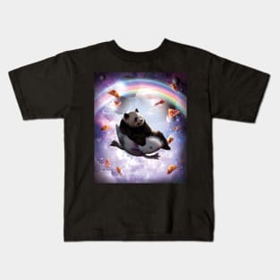Space Galaxy Panda Riding Axolotl - Rainbow Kids T-Shirt